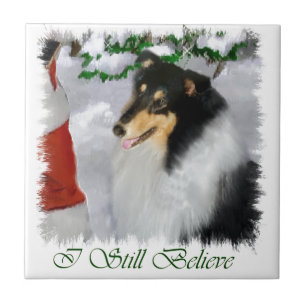 Tri Collie Kerstmis Tegeltje