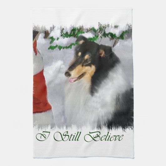 Tri Collie Kerstmis Theedoek (Verticaal)