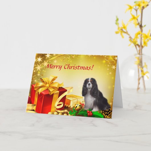 Tri-Color Cavalier Christmas Kaart (Gele Bloem)