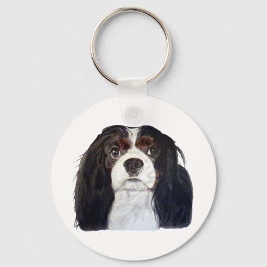Tri Color Cavalier King Charles Spaniel 2 Sleutelhanger (Voorkant)