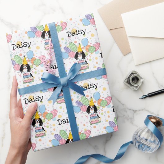 Tri Color Cavalier King Charles Spaniel Verjaardag Cadeaupapier (Geschenken)