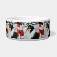 Tri Color Collie Kerstmis Dog Bowl