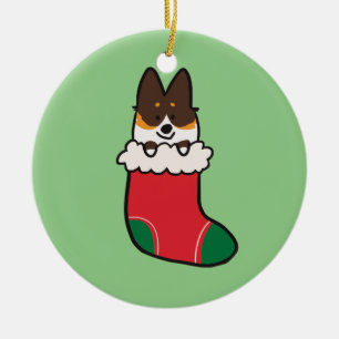 Tri-Color Corgi Stocking Ornament   CorgiDingen