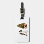 Tri-Color King Charles Spaniel Funny Kersthond Bagagelabel (Voorkant verticaal)