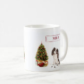 Tri-Color King Charles Spaniel Funny Kersthond Koffiemok (Voorkant rechts)