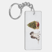 Tri-Color King Charles Spaniel Funny Kersthond Sleutelhanger (Voorkant Links)
