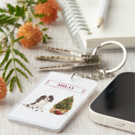 Tri-Color King Charles Spaniel Funny Kersthond Sleutelhanger