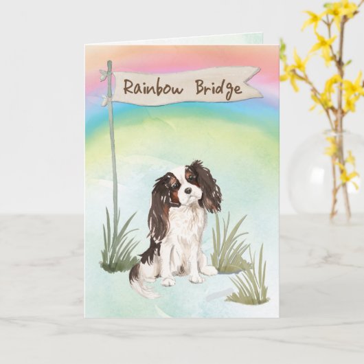 Tri Color King Charles Spaniel Pet Kaart (Gele Bloem)