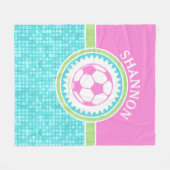 Tri-Color Pastel Soccer met Aqua Tiles Fleece Deken (Voorkant (Horizontaal))