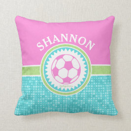 Tri-Color Pastel Soccer met Aqua Tiles Kussen