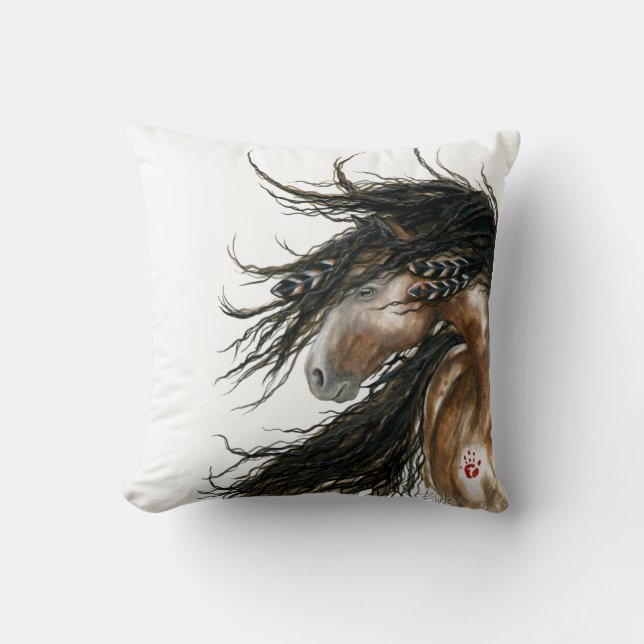 Tri Color Pinto Mustang door BiHrLe Pillow Kussen (Voorkant)