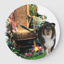 Tri Color Rough Collie Art-cadeaus Grote Klok