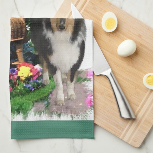 Tri Color Rough Collie Art-cadeaus Theedoek (Quarter Fold)
