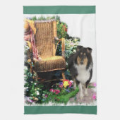 Tri Color Rough Collie Art-cadeaus Theedoek (Verticaal)