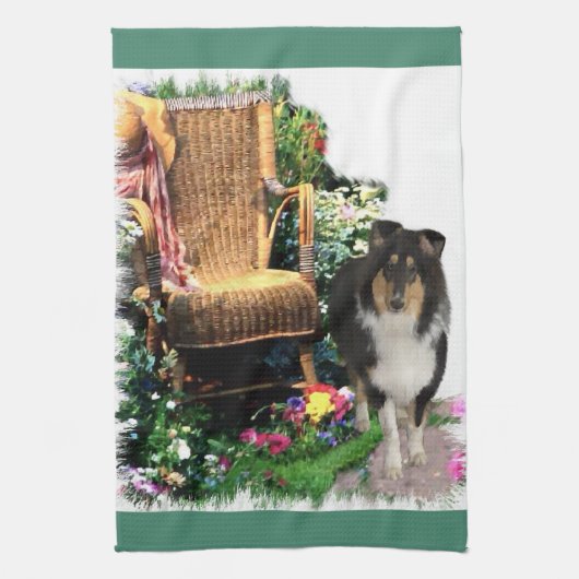 Tri Color Rough Collie Art-cadeaus Theedoek (Verticaal)