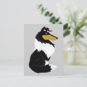 Tri-color Rough Collie Cartoon Briefkaart (Staand voorkant)
