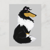 Tri-color Rough Collie Cartoon Briefkaart (Voorkant)