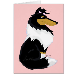 Tri-color Rough Collie Cartoon Card