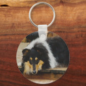 Tri Color Rough Collie Gifts Art Sleutelhanger (Voorkant)