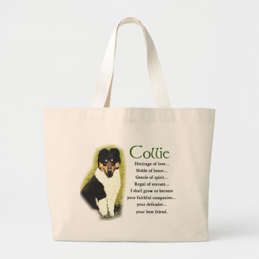 Tri Color Rough Collie Gifts Grote Tote Bag (Voorkant)