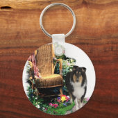 Tri-Color Rough Collie Kunst Geschenken Sleutelhanger (Voorkant)