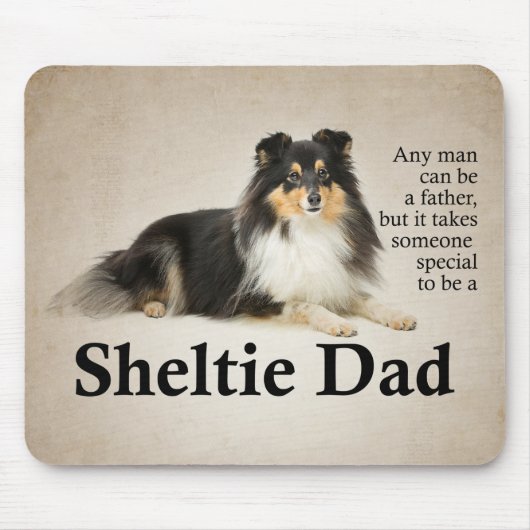 Tri-Color Sheltie Dad Mousepad Muismat (Voorkant)