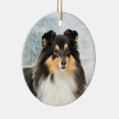 Tri-Color Sheltie Kerstversiering Keramisch Ornament (Rechts)