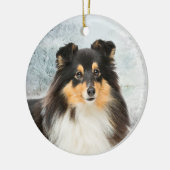 Tri-Color Sheltie Kerstversiering Keramisch Ornament (Links)