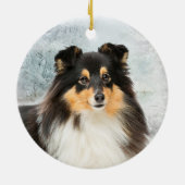 Tri-Color Sheltie Kerstversiering Keramisch Ornament (Achterkant)