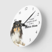 Tri-Color Sheltie Mam Clock Ronde Klok (Hoek)