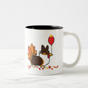 Tri-Color Thanksgiving Corgi-Mok   CorgiDingen Tweekleurige Koffiemok