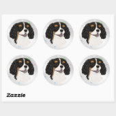 Tri-Colored Cavalier King Charles Spaniel Ronde Sticker (Vel)