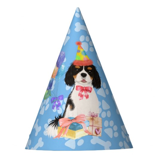 Tri Colored Cavalier Spaniel Birthday     Feesthoedjes (Voorkant)