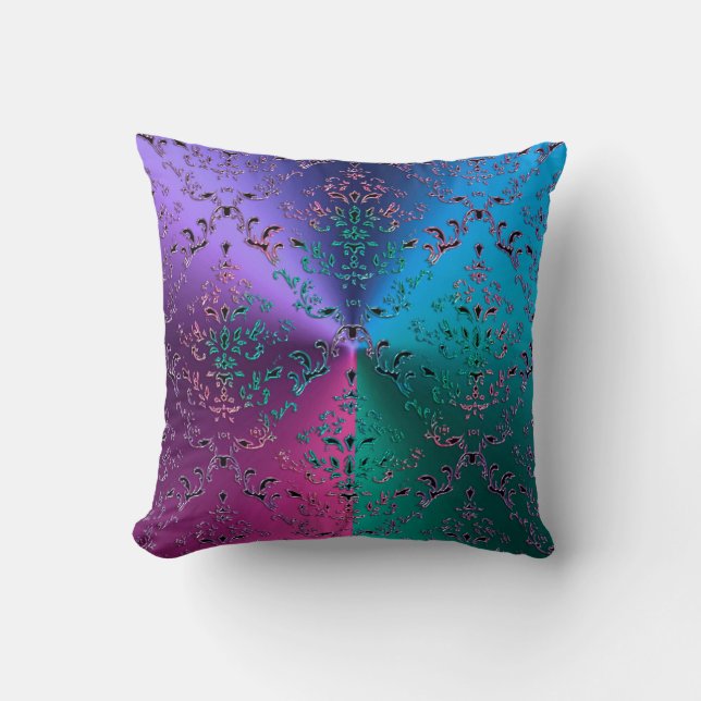 Tri-Colored Damask Metallic Lace Pillow Kussen (Voorkant)