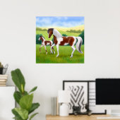 Tri Colored Paint Horse and Foal Poster (Thuiskantoor)