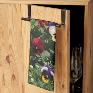 Tri Coloured Pansies: een symfonie van kleuren in  Theedoek