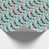 Tri Corgi Birthday Blue Cadeaupapier (Hoek)