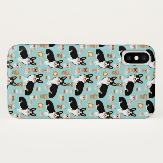 Tri Corgi Coffee - blauw Case-Mate iPhone Case (Achterkant (horizontaal))