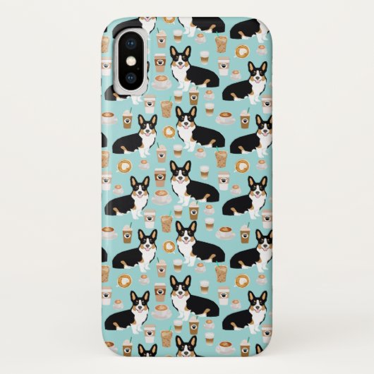 Tri Corgi Coffee - blauw Case-Mate iPhone Case (Achterkant)