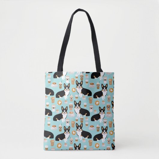 Tri Corgi Coffee - blauw Tote Bag (Voorkant)