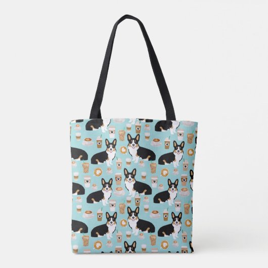 Tri Corgi Coffee - blauw Tote Bag (Achterkant)