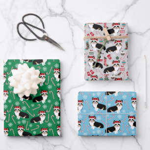 Tri Corgi Kerstfeestdag Inpakpapier Vel