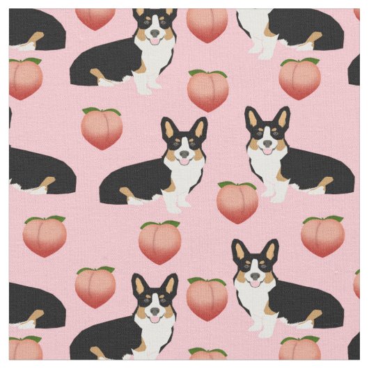 tri corgi peach emoji fabric stof (Close Up)