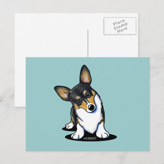 Tri Curious Corgi Briefkaart (Voorkant / Achterkant)