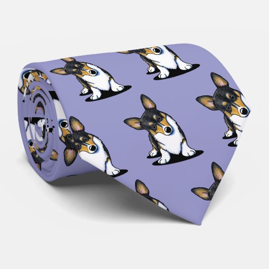 Tri Curious Corgi Stropdas (Opgerold)