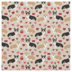 Tri en Red Corgi Valentijns Fabric Stof