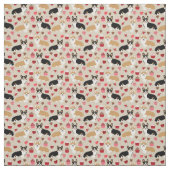 Tri en Red Corgi Valentijns Fabric Stof (Swatch)