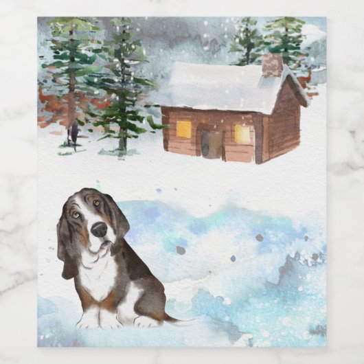 Tri-etiket (Basset Hound) Wijn Etiket (Enkel label)