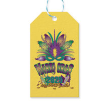 Tri-feather Mardi Gras Mask Label - 2025