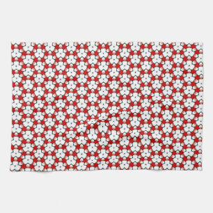 Tri Floral Red White Theedoek